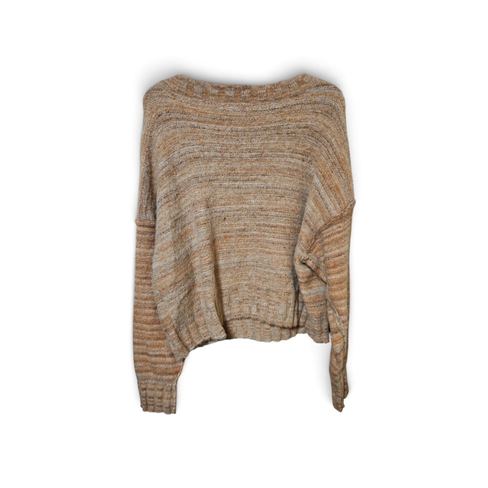 Shannon Parker V-Neck Space Dye Knit Sweater Tan Brown Size Medium NWT 0467